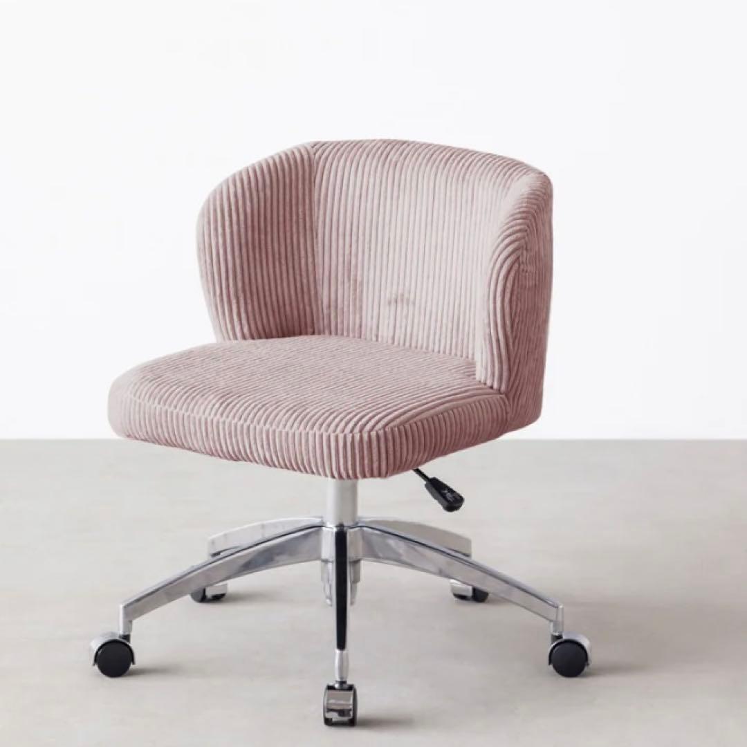 KANADEMONO ベロア　デスクチェア　ピンク