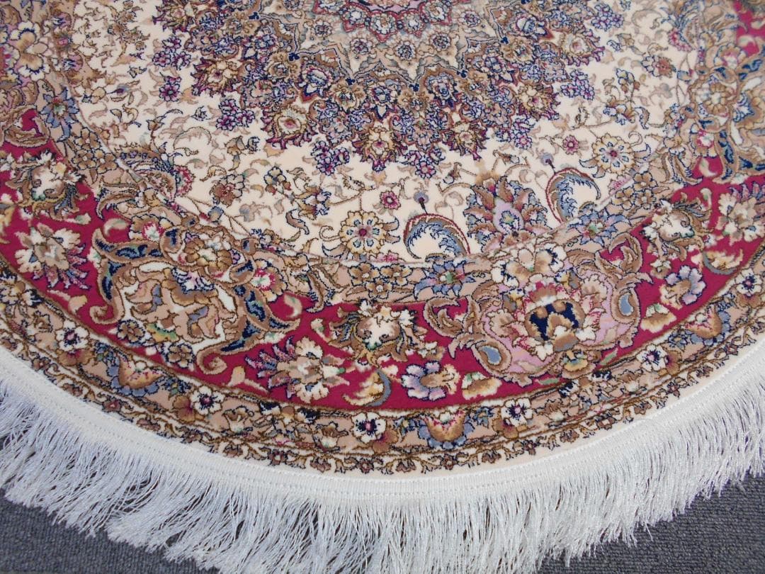170万ノット、超高密度！輝く、本場イラン産 絨毯！円形150cm‐201261