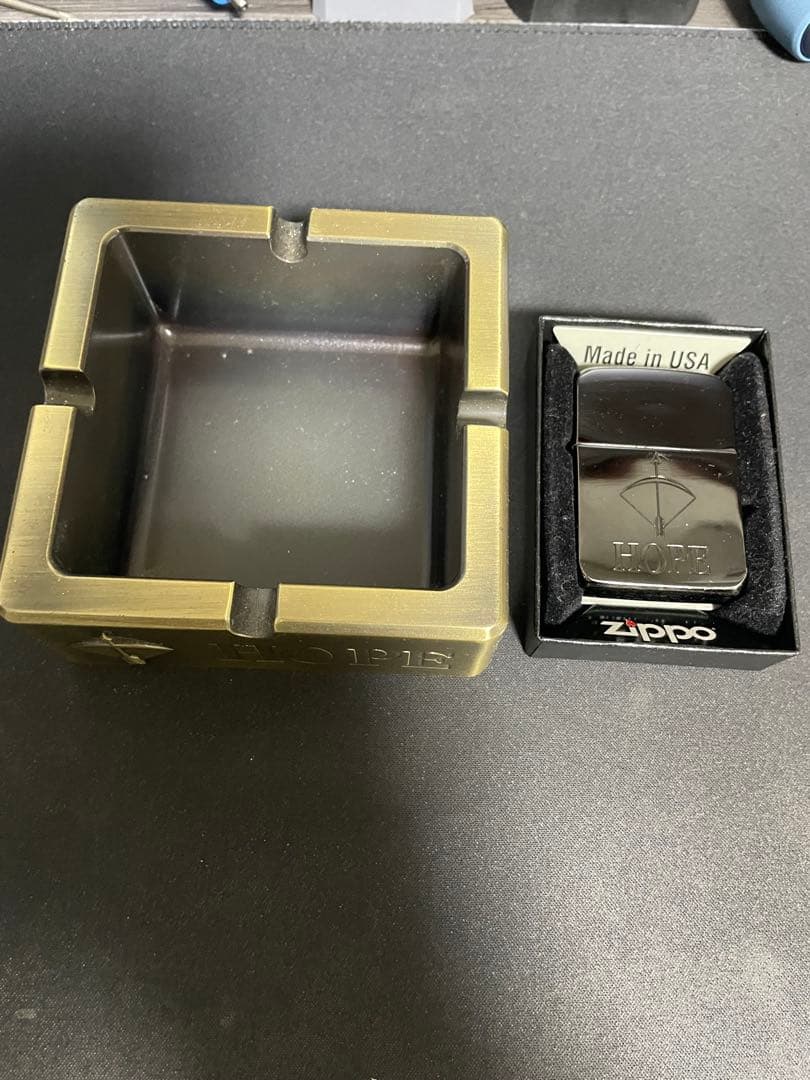懸賞品HOPE ブラックZIPPO HOPE灰皿セット②