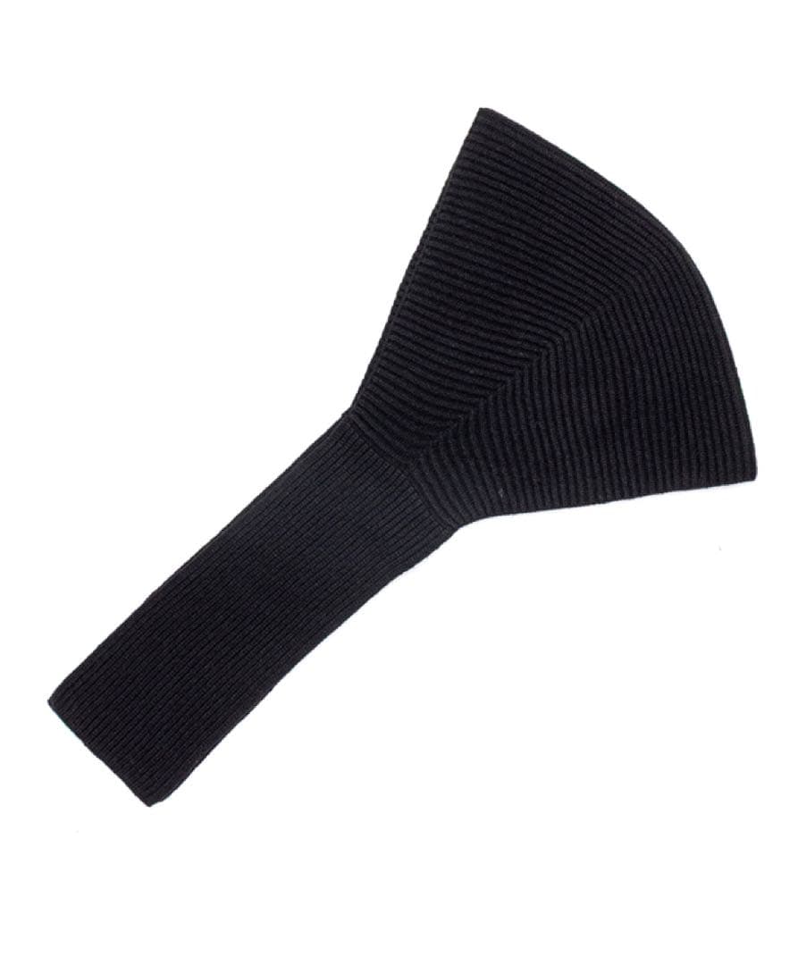 RIBBED KNIT WOOL HOODED SCARF ブラック