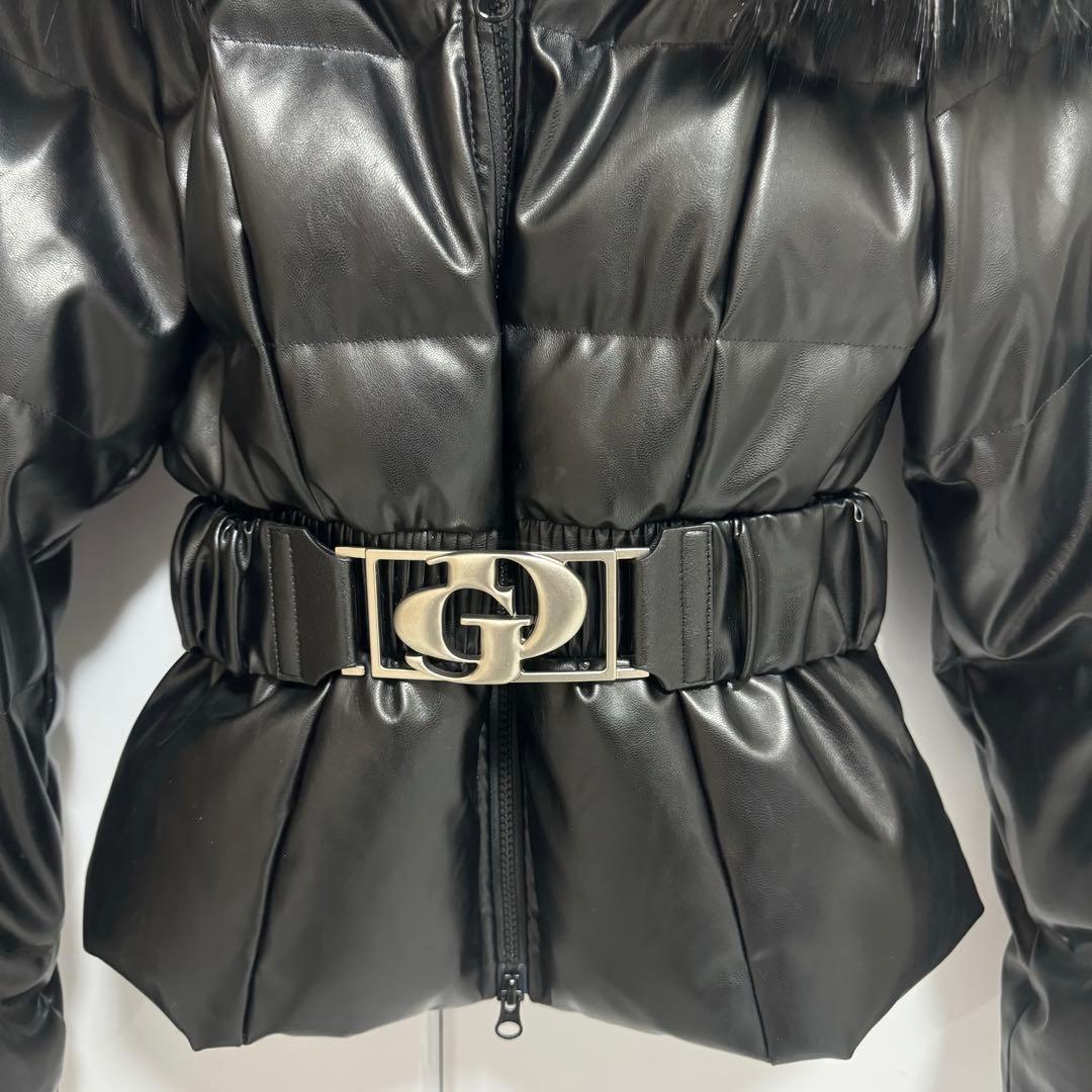 GYDA ベルト付きフェイクレザーショートダウンコート