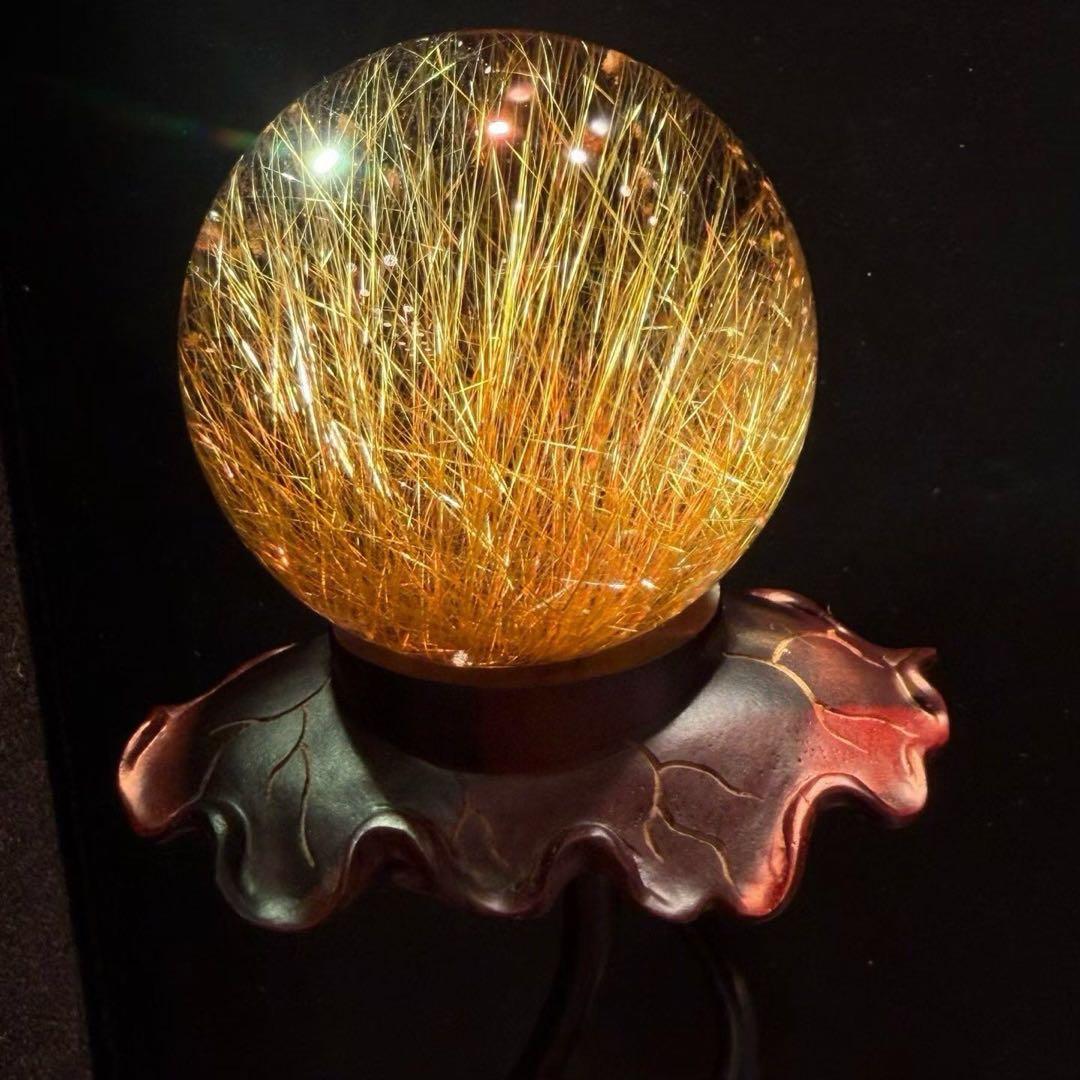 ⭐︎【極上品】天然銅色ゴールドルチルクオーツ 置物 69mm 476g