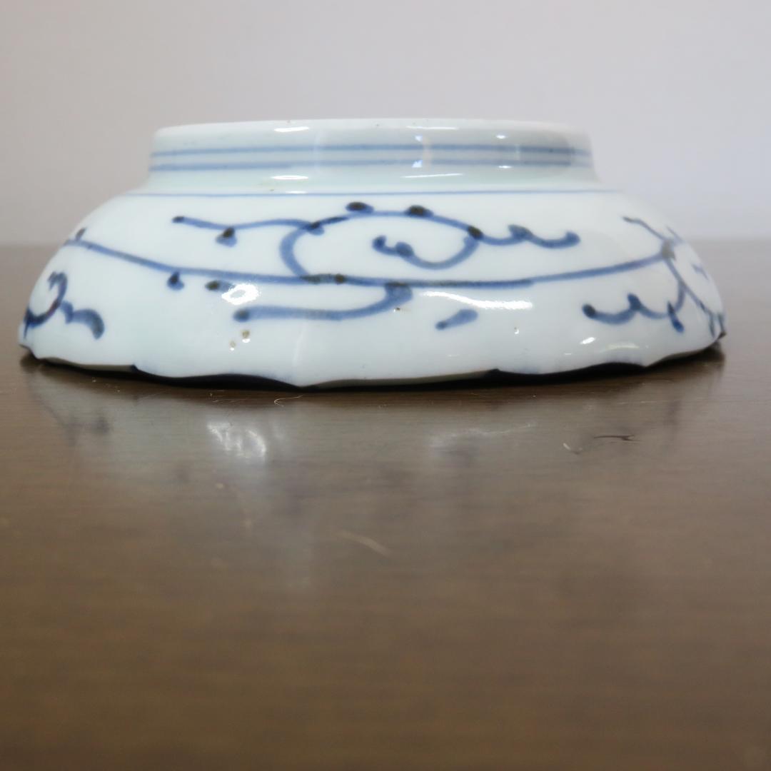 なます皿 小皿 5枚 車輪 書 古伊万里 染付 江戸 中国写し