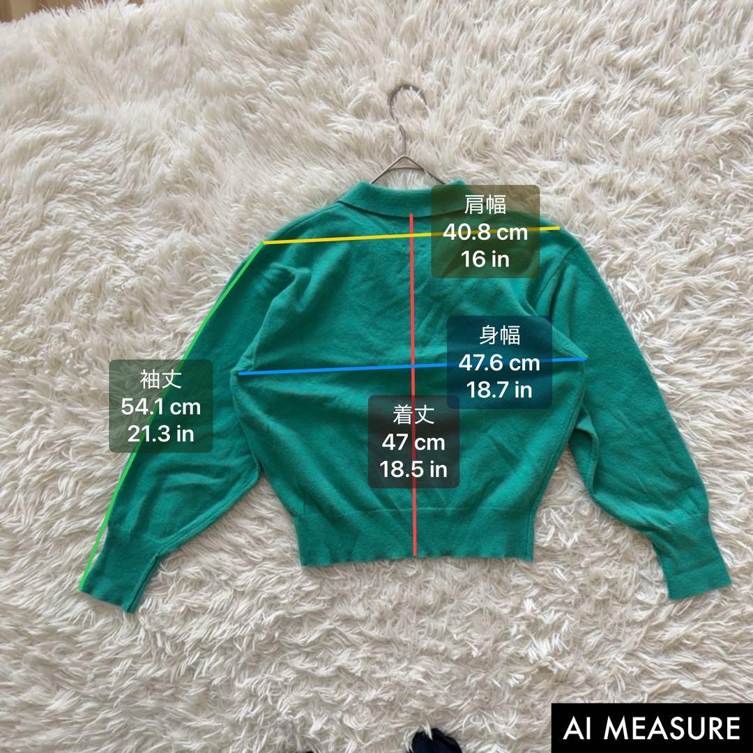 HERMÈS エルメス ピュアカシミヤ100％ ポロニット 襟付き Mサイズ 緑