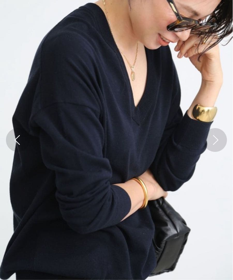 【未使用級✨】ドゥーズィエムクラス　Vネックプルオーバー コットンシルク