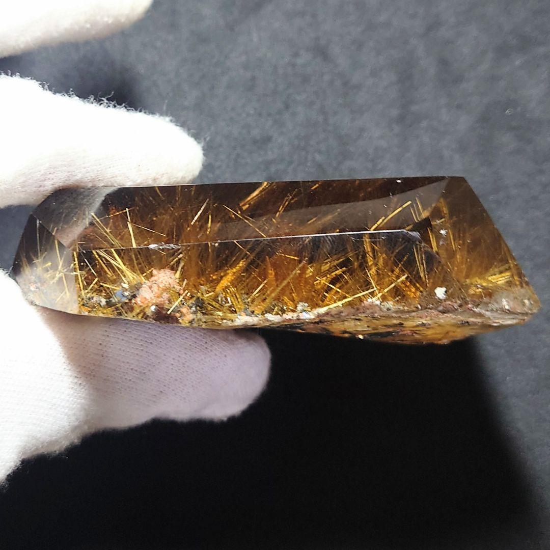 ★太陽ルチル 大型磨き原石 296g(SA+)