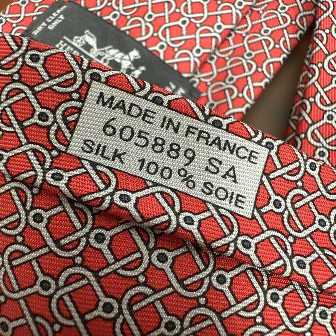 ★美品★HERMES エルメス ネクタイ 赤 シルク100% 箱付き 高級