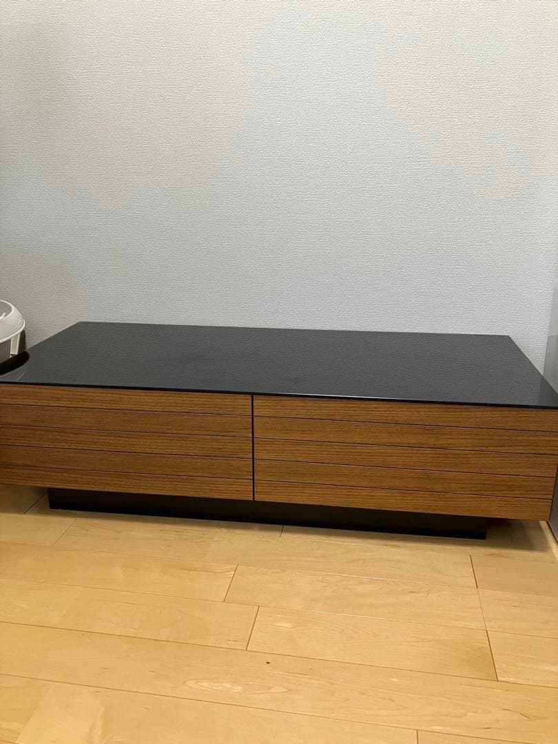 木製ローテーブル 引き出し2つ 黒茶
