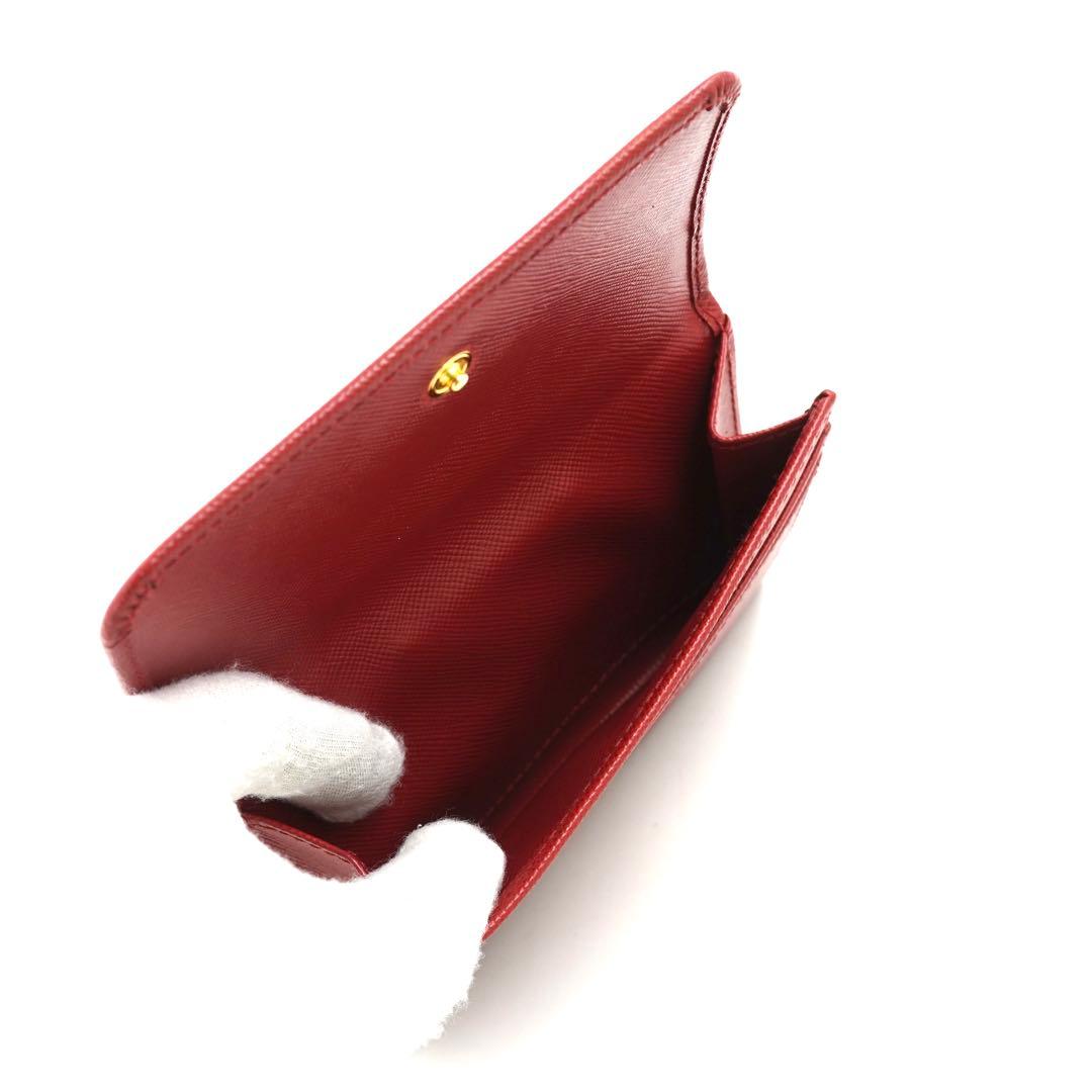 ✨新品未使用・箱付き✨　PRADA ミニ財布　サフィアーノレザー　二つ折り　赤色