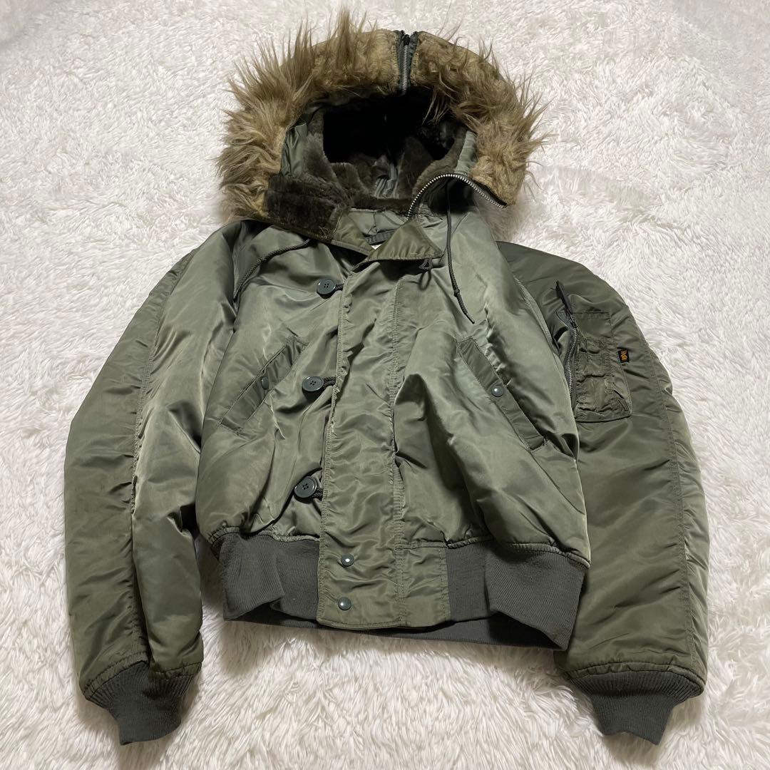 USA 90s ALPHA アルファ N-2B フライトジャケット L カーキ