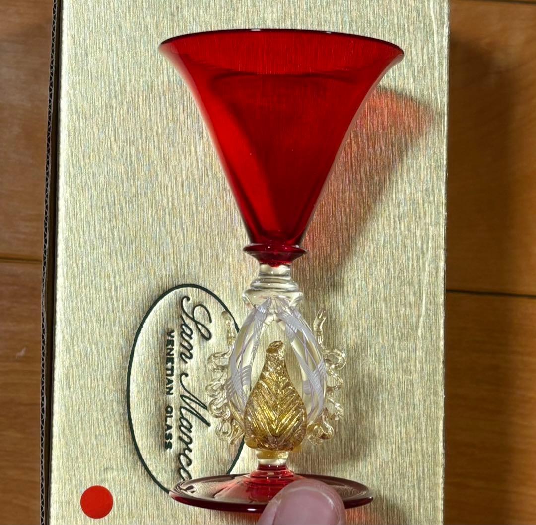 美品 未使用 ヴェネチアン ワイングラス ムラーノ 箱入 3