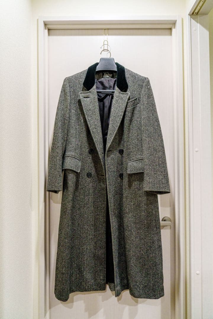 【年末値下げ】ロングコート / Pure Wool 100% ヘリンボーン柄
