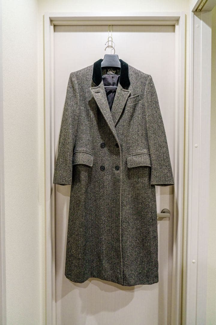 【年末値下げ】ロングコート / Pure Wool 100% ヘリンボーン柄