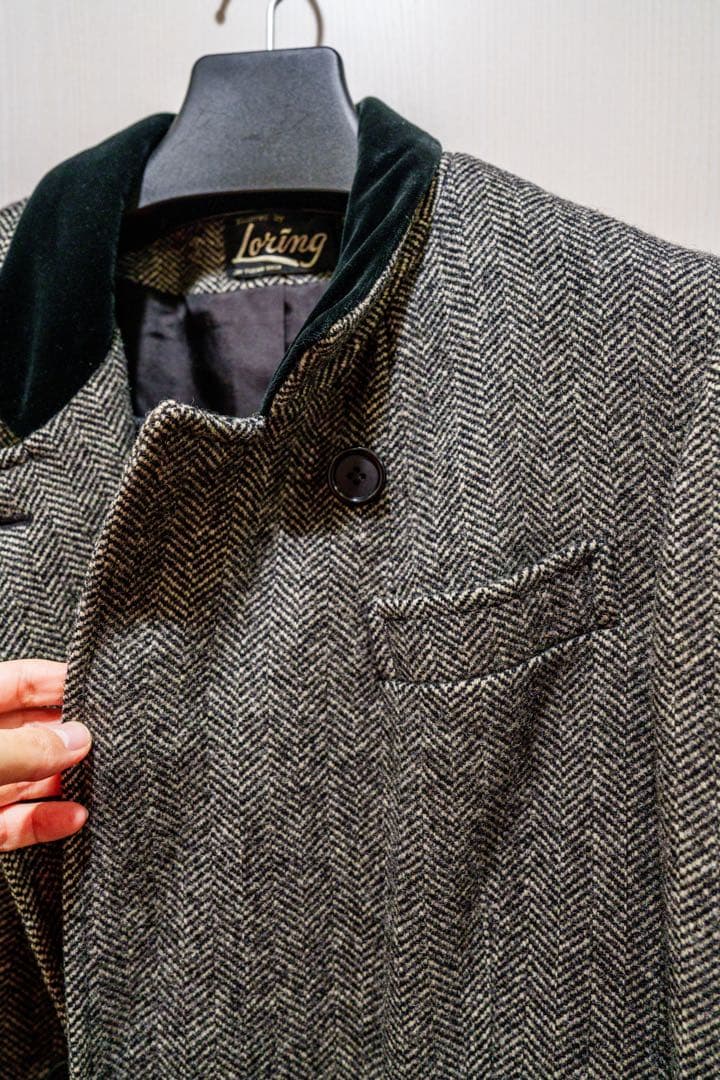 【年末値下げ】ロングコート / Pure Wool 100% ヘリンボーン柄