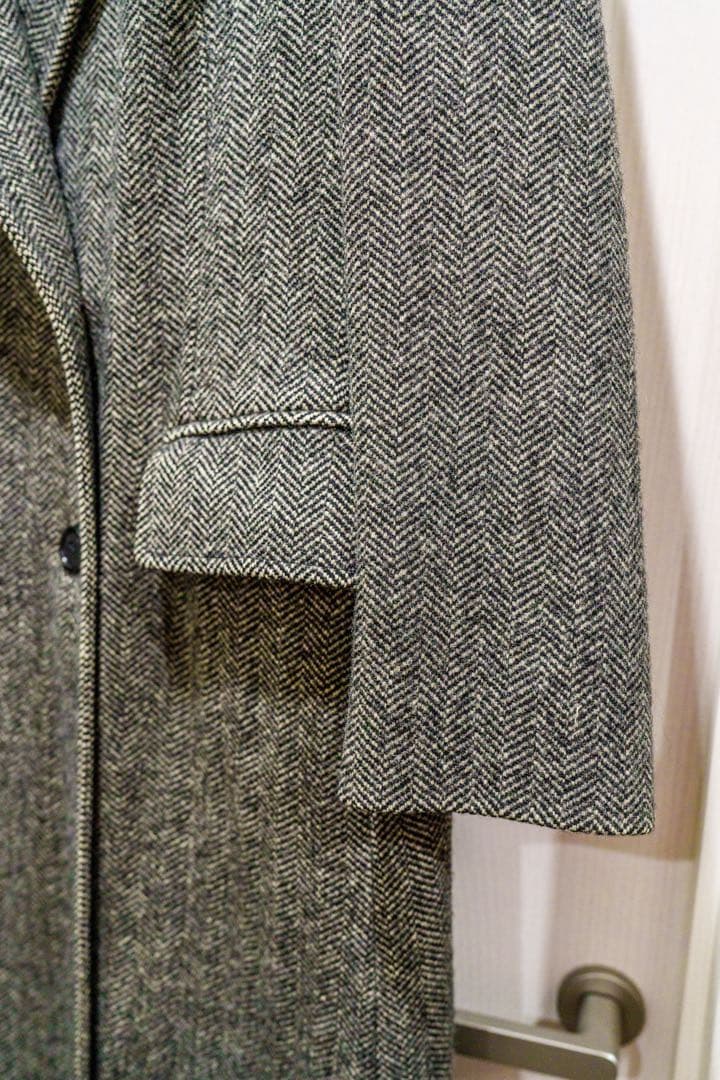 【年末値下げ】ロングコート / Pure Wool 100% ヘリンボーン柄