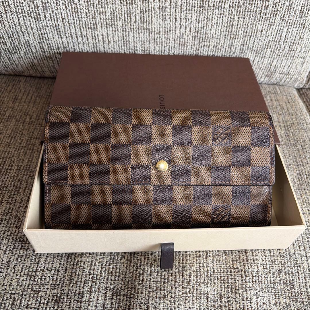 良品　ルイヴィトン　ダミエ　エベヌ　インターナショナル　三つ折り財布　折り財布