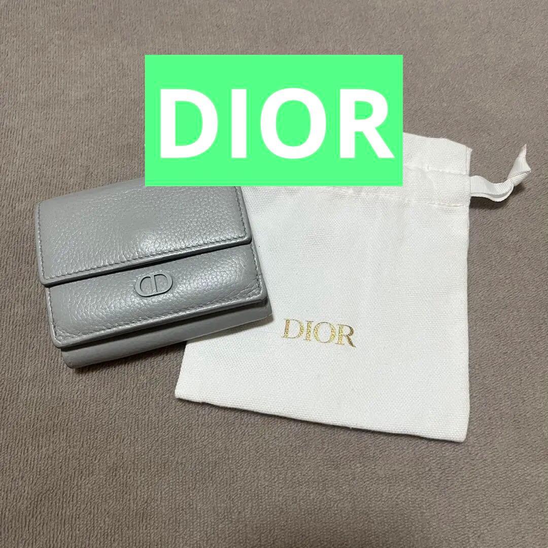 【美品】Dior ディオール　三つ折り財布　ウォレット コンパクト CDアイコン