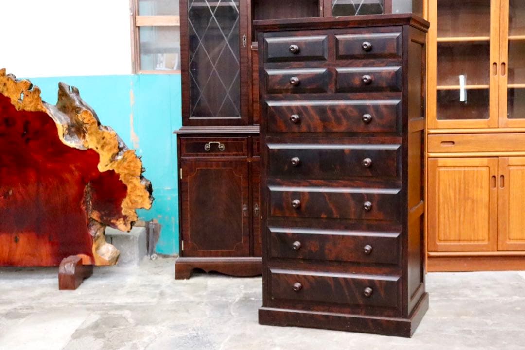 GMIK454○北海道民芸家具 7段チェスト チェスト 整理箪笥 収納家具 和