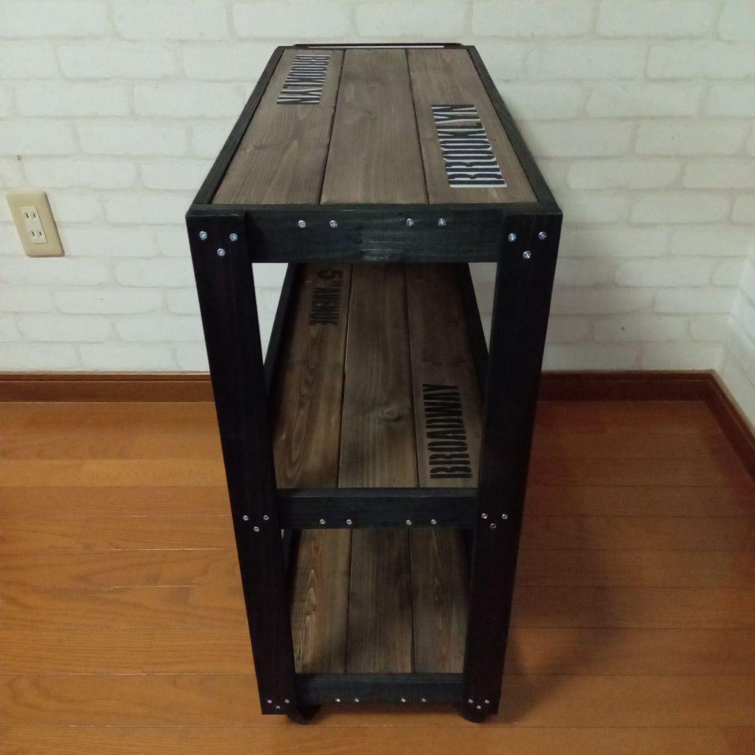 【ハンドメイド】ブルックリンスタイル キャスター付きワゴンシェルフ横幅60cm