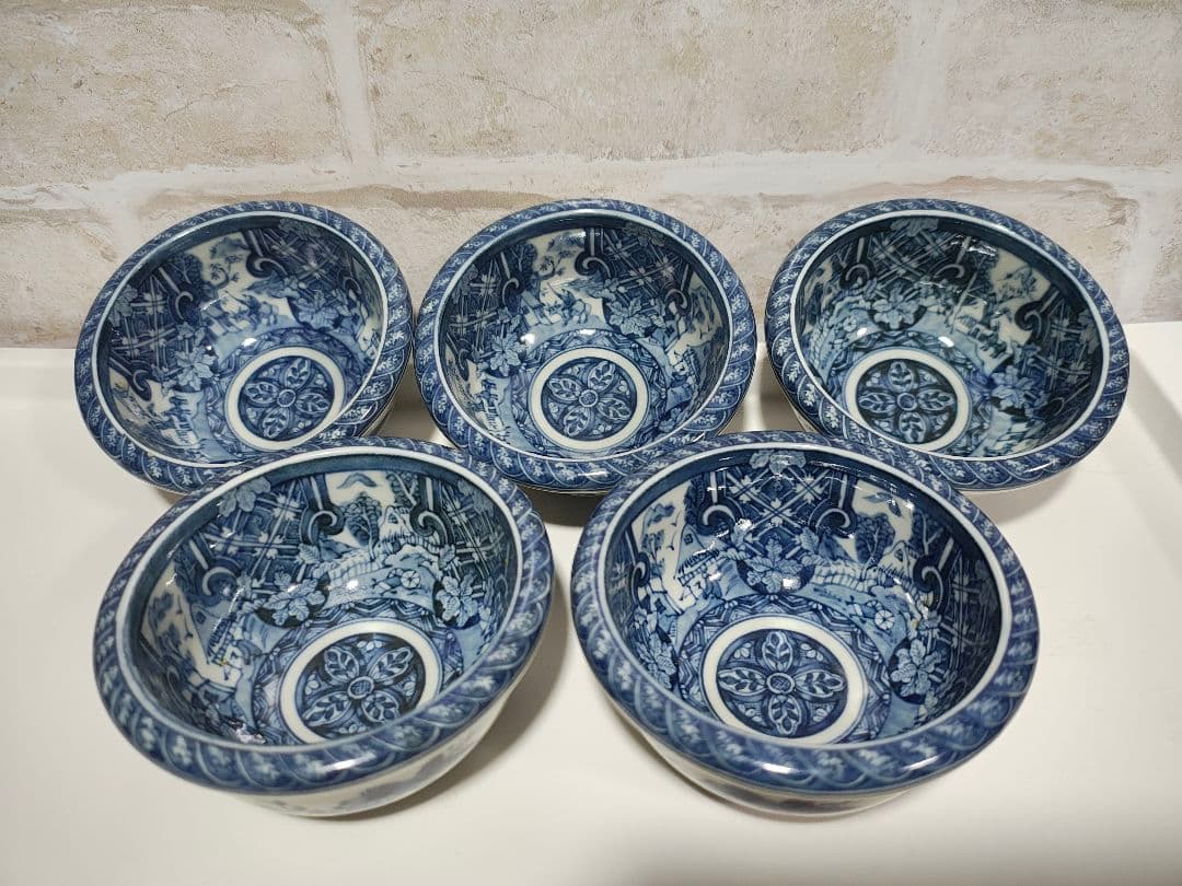 美濃焼 有田焼 龍峰窯 祥瑞玉渕 小鉢 中鉢 5客