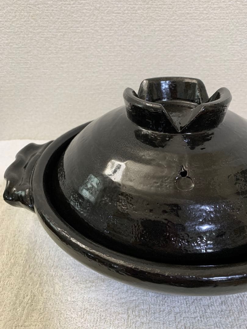 【土鍋・未使用】陶あん窯 京焼・清水焼 黒釉八号京鍋