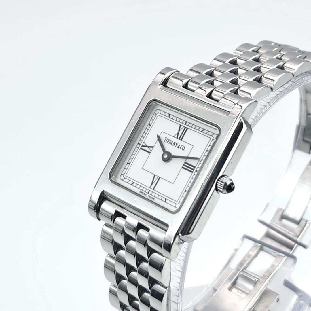 TIFFANY&CO. クラシック　腕時計　スクエア　ローマン　純正SSベルト