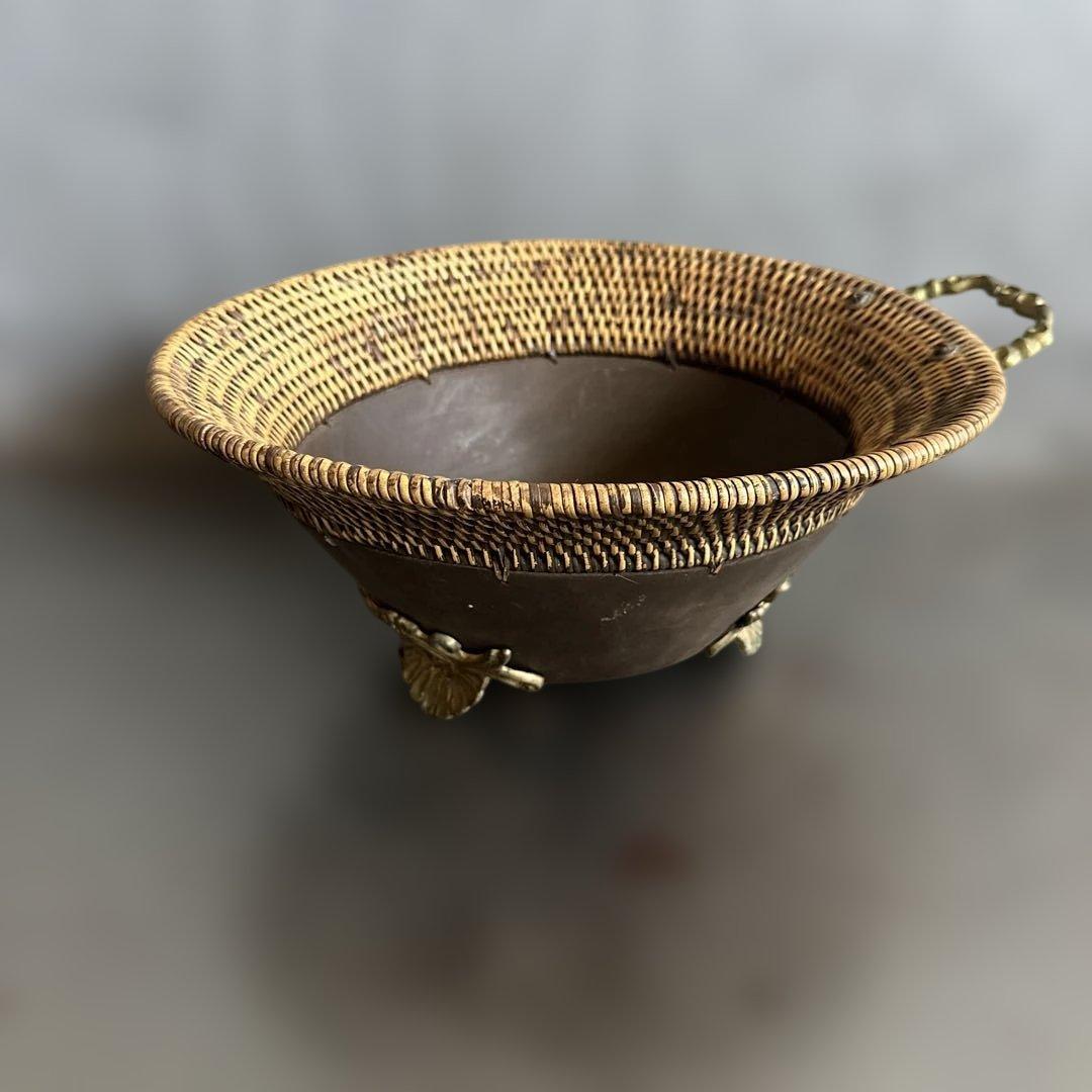 ヨーロピアンな大きなバスケット　金具が素敵！