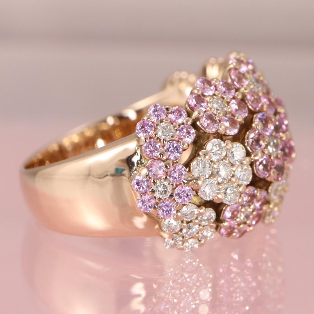 ポンテヴェキオ　K18PGピンクサファイア・ダイヤモンドリング　Size10