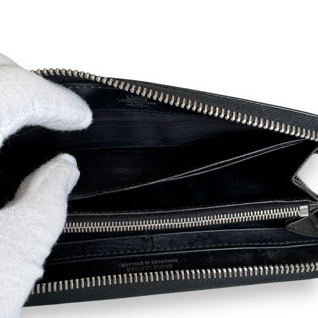 極美品■ホワイトハウスコックス ブライドルレザー クロコ型押し 長財布 ブラック