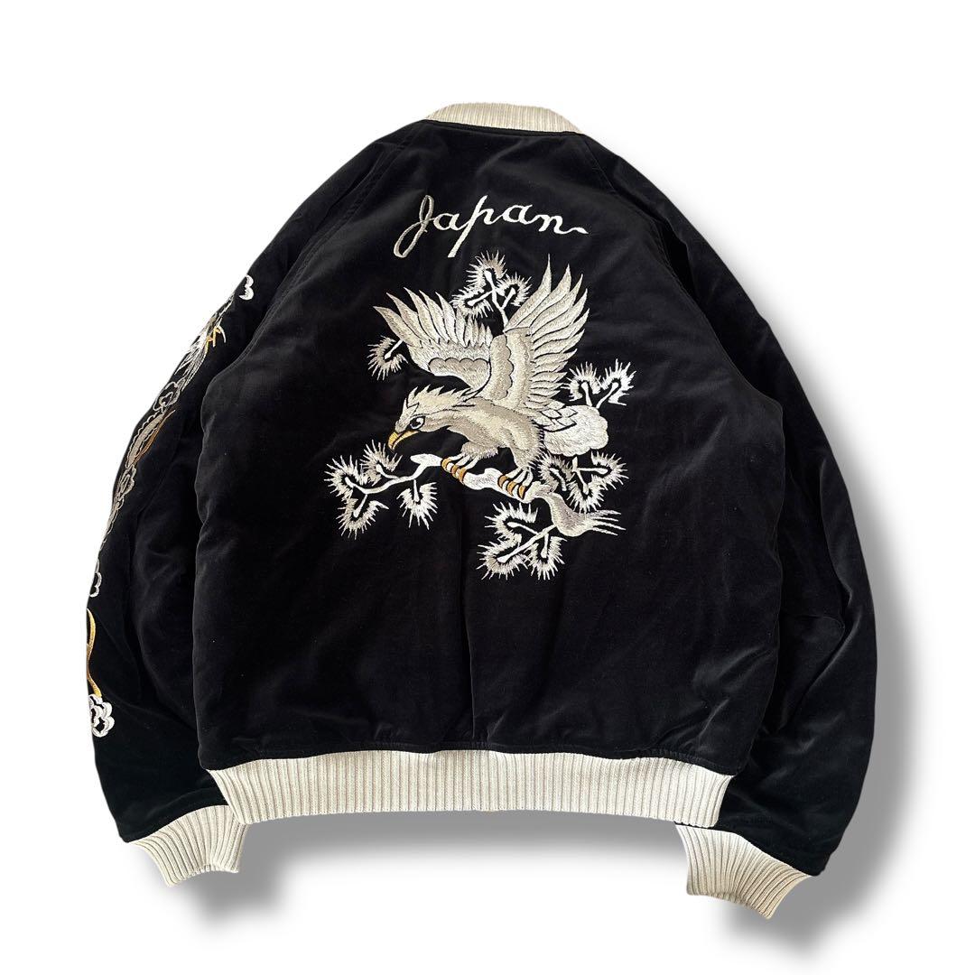 未使用級 フラットヘッド スカジャン 別珍 リバーシブル ブラック 黒 Lサイズ