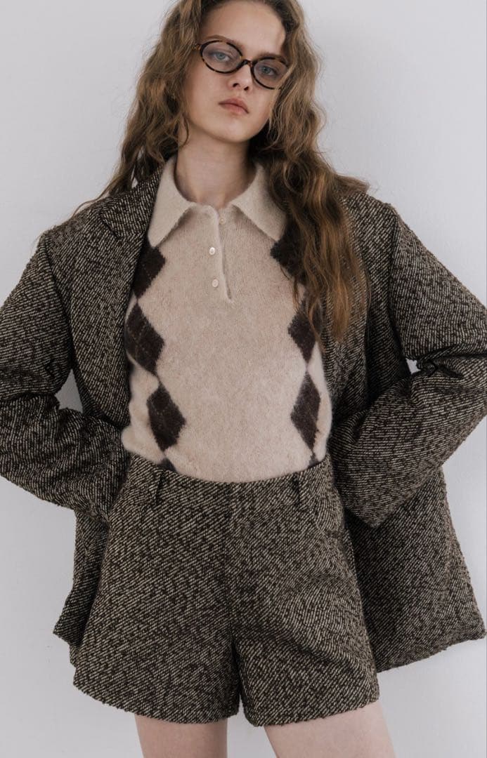 即発送/美品THE TOE Marien Argyle Knit ホワイト S