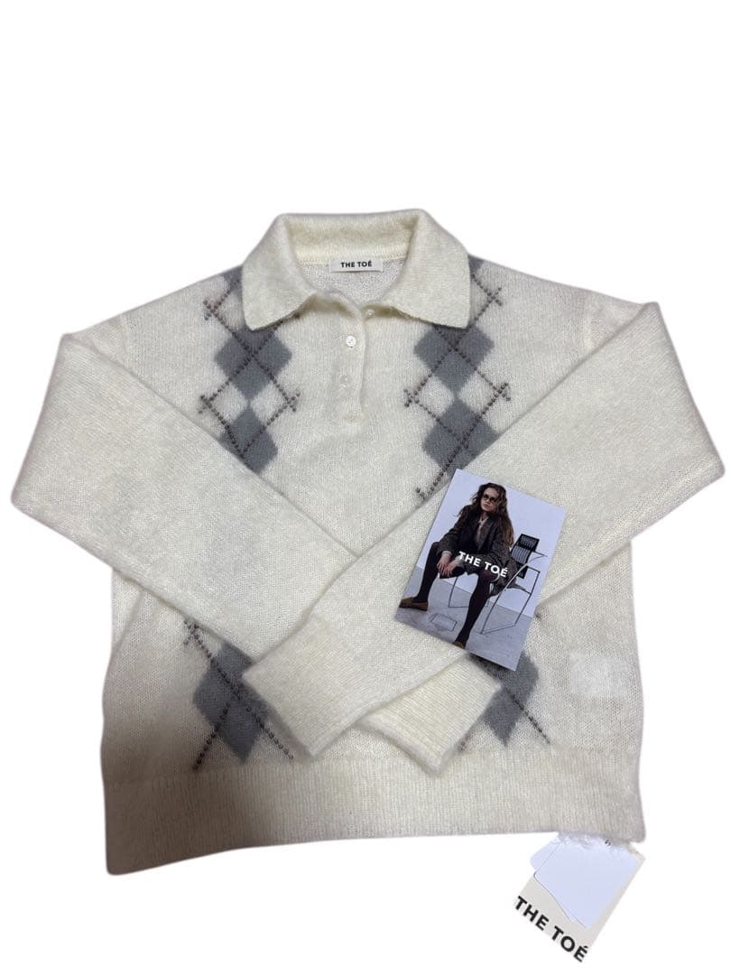 即発送/美品THE TOE Marien Argyle Knit ホワイト S