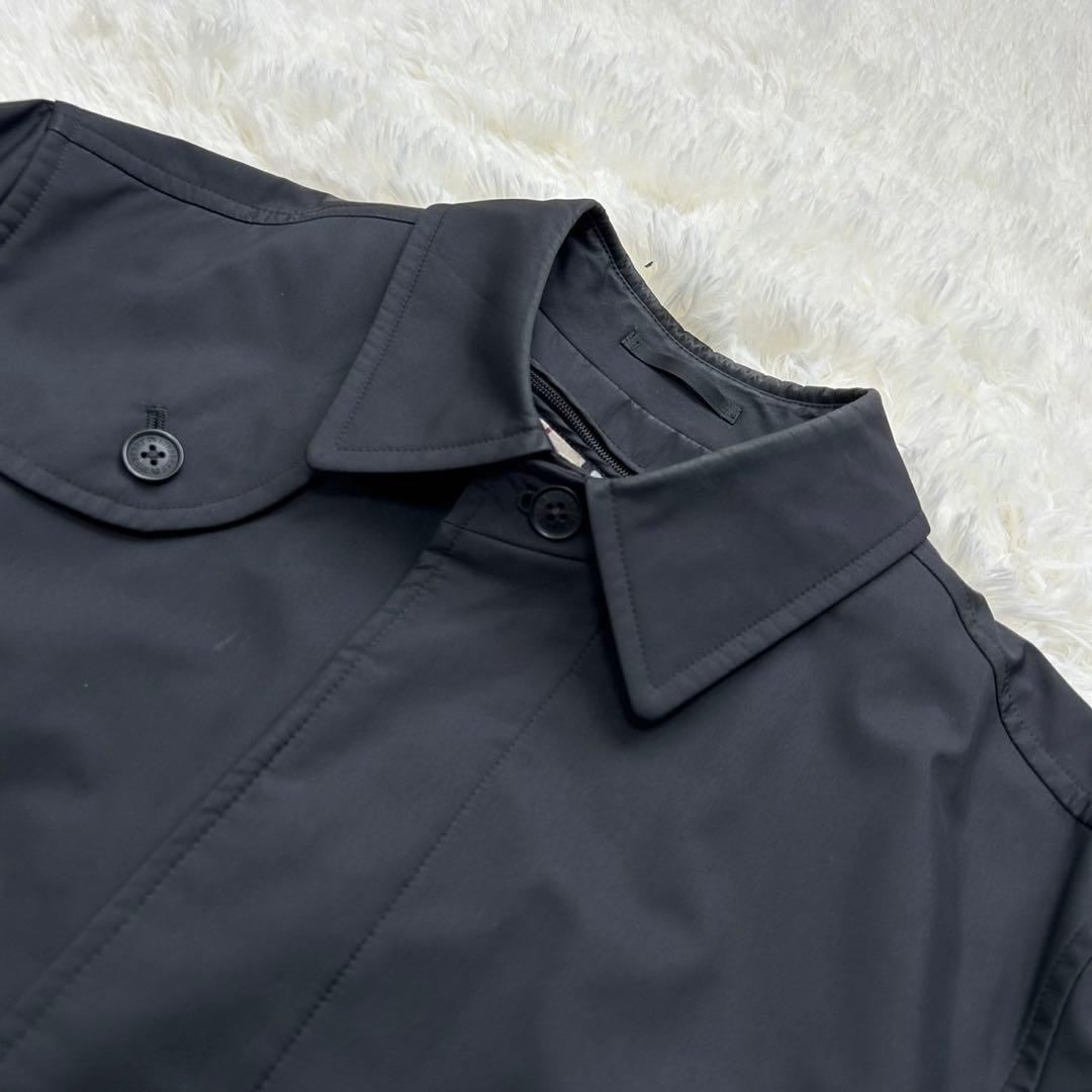 【美品/L】バーバリーブラックレーベル トレンチコート ノバチェック 黒 比翼