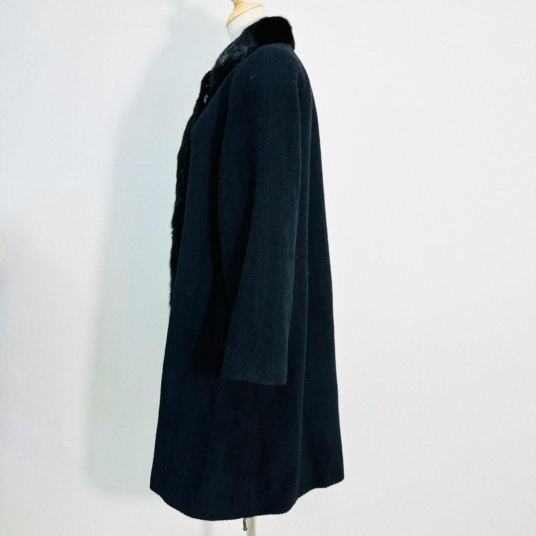 【極美品】ジャストメリー ミンクファー付きアルパカウールコート F ブラック