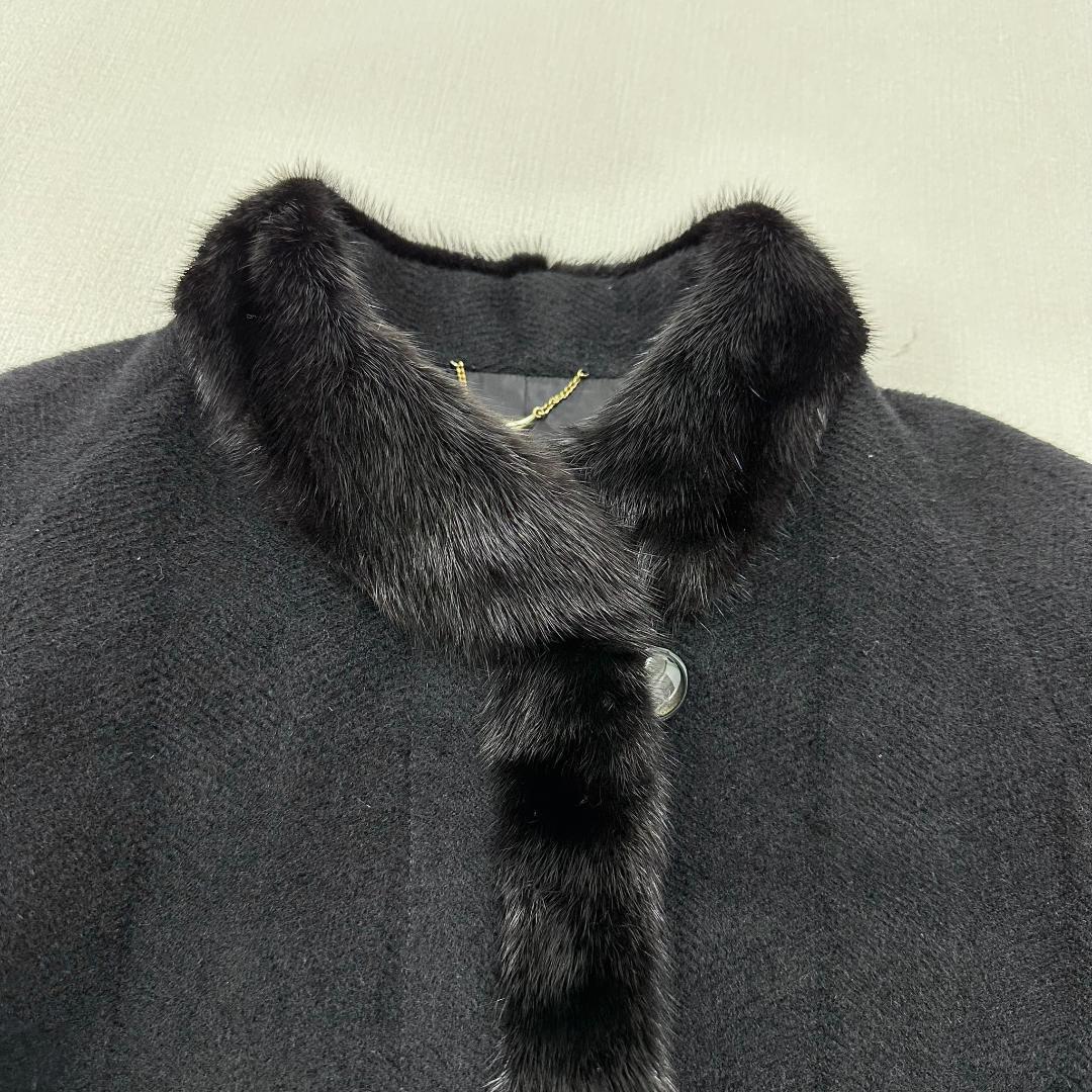 【極美品】ジャストメリー ミンクファー付きアルパカウールコート F ブラック