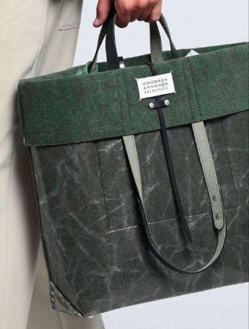 メゾンマルジェラ　グリーン トートバッグ ウール