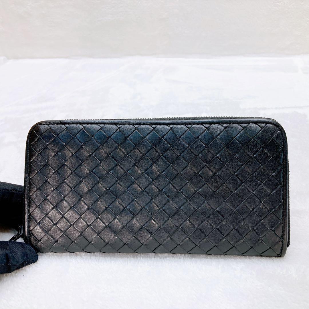 ✨美品✨ボッテガヴェネタ 長財布 ラウンドファスナー ブラック イントレチャート