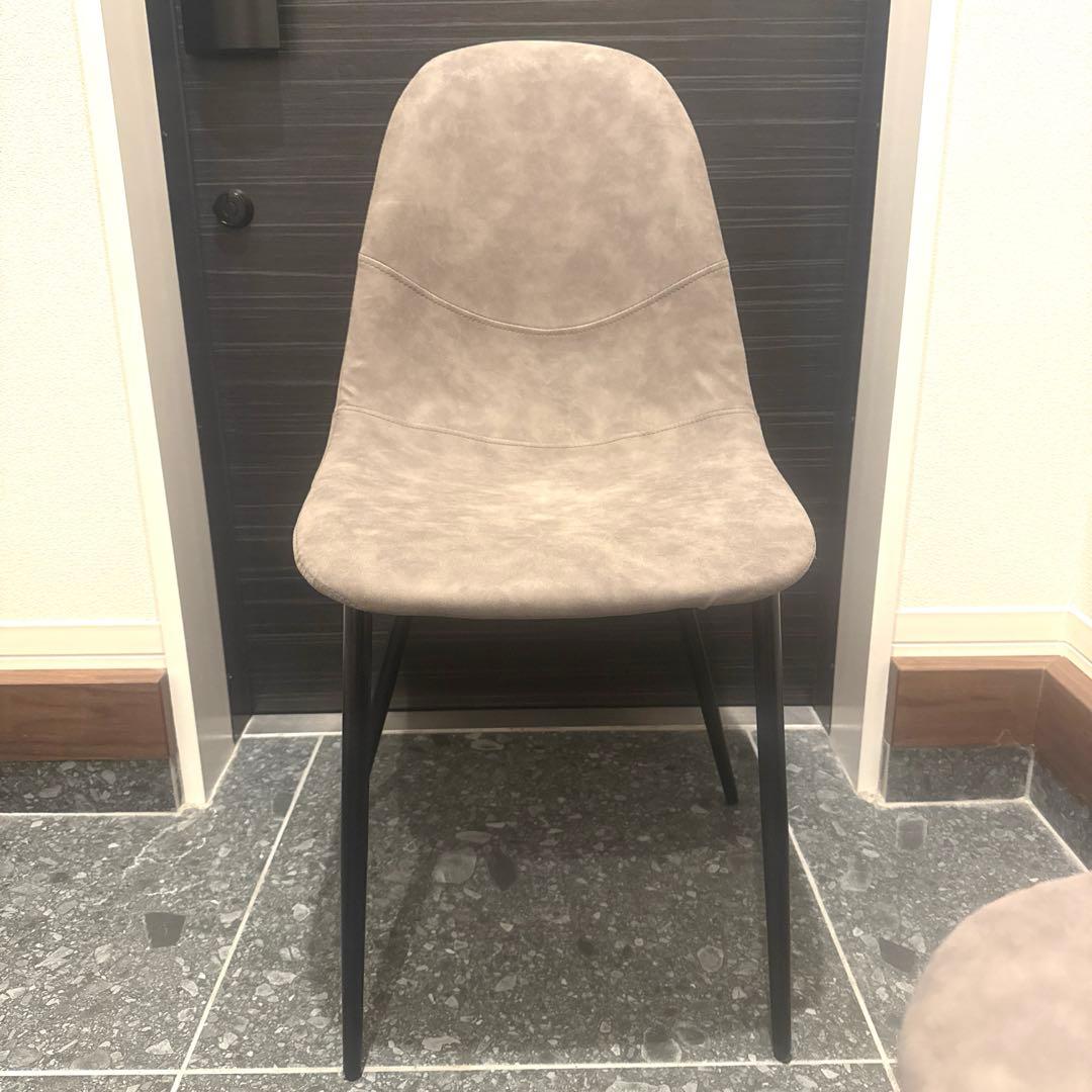 【極美品】レザーファブリック　ダイニングチェア2脚セット　グレー