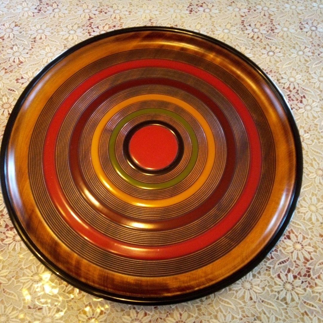 京都アソベ 天然木 大きな丸盆 漆器塗り キッチン用品 45.5cm 新品未使用