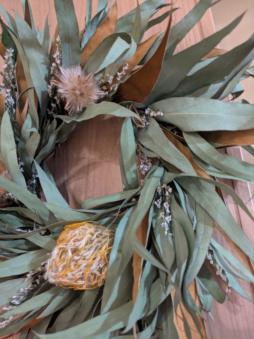 ドライフラワー★グレビレア＆ユーカリリース★ピンクッション　癒し　インテリア