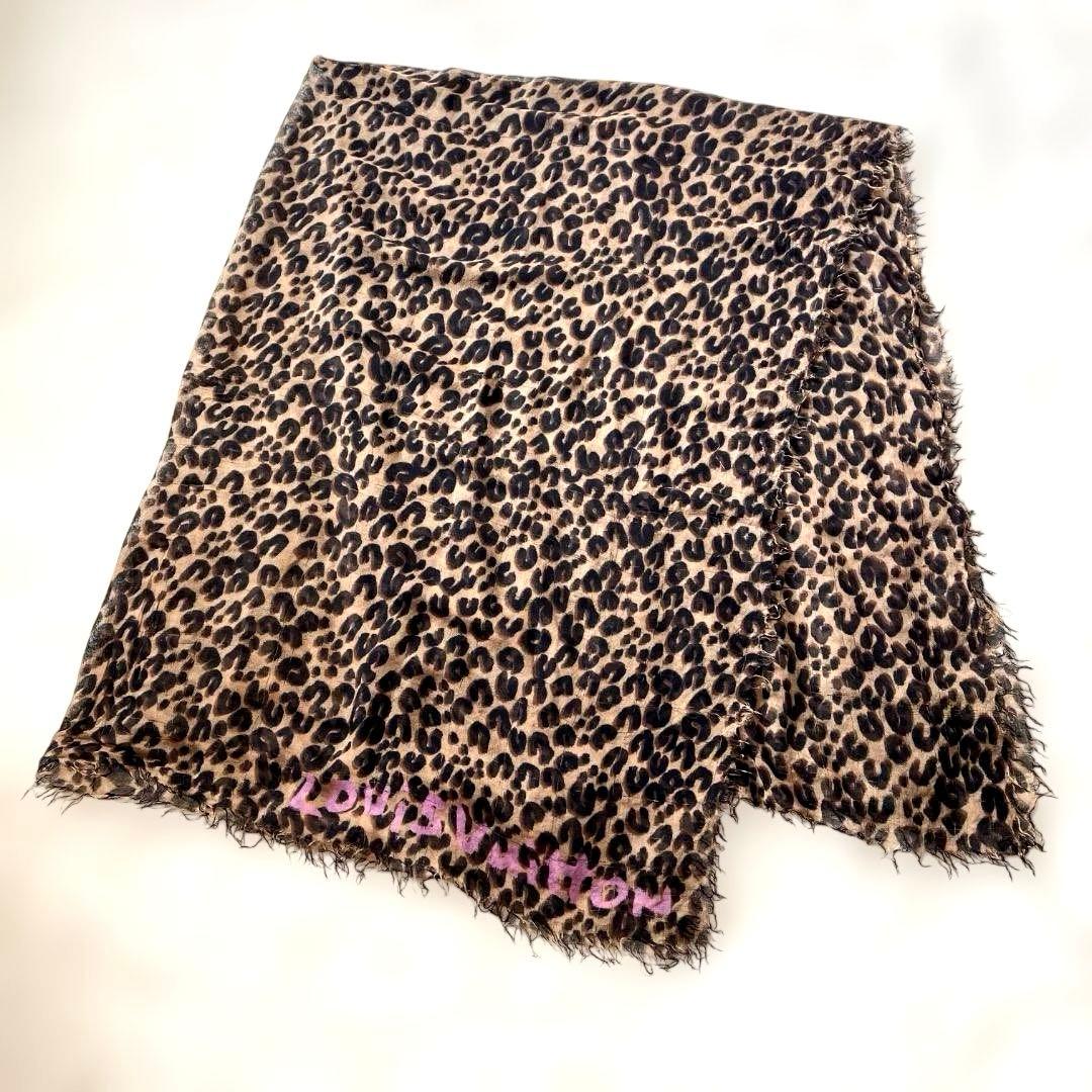 美品　ルイヴィトン エトール レオパード 413287 スプラウス ストール