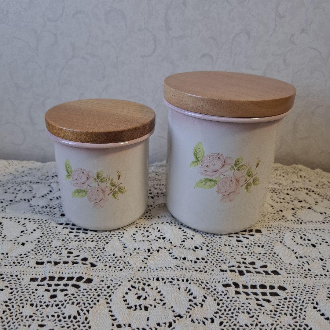 イマン　ダイアナローズ　ホーロー木蓋キャニスターAW S.Mサイズセット