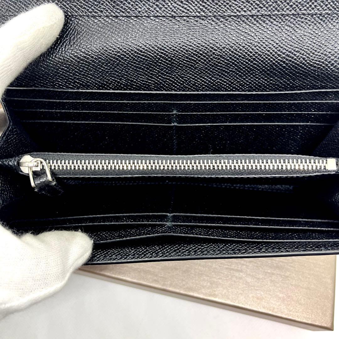 極美品/箱付き✨ブルガリ ロゴクリップ 二つ折り 長財布 サークルロゴ ブラック