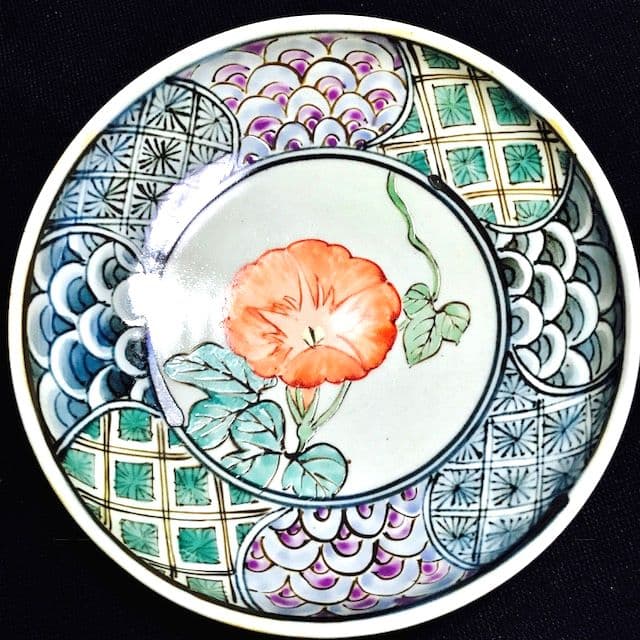 有田焼　5代　佐藤走波　染錦　草花文　5寸鉢　5枚セット