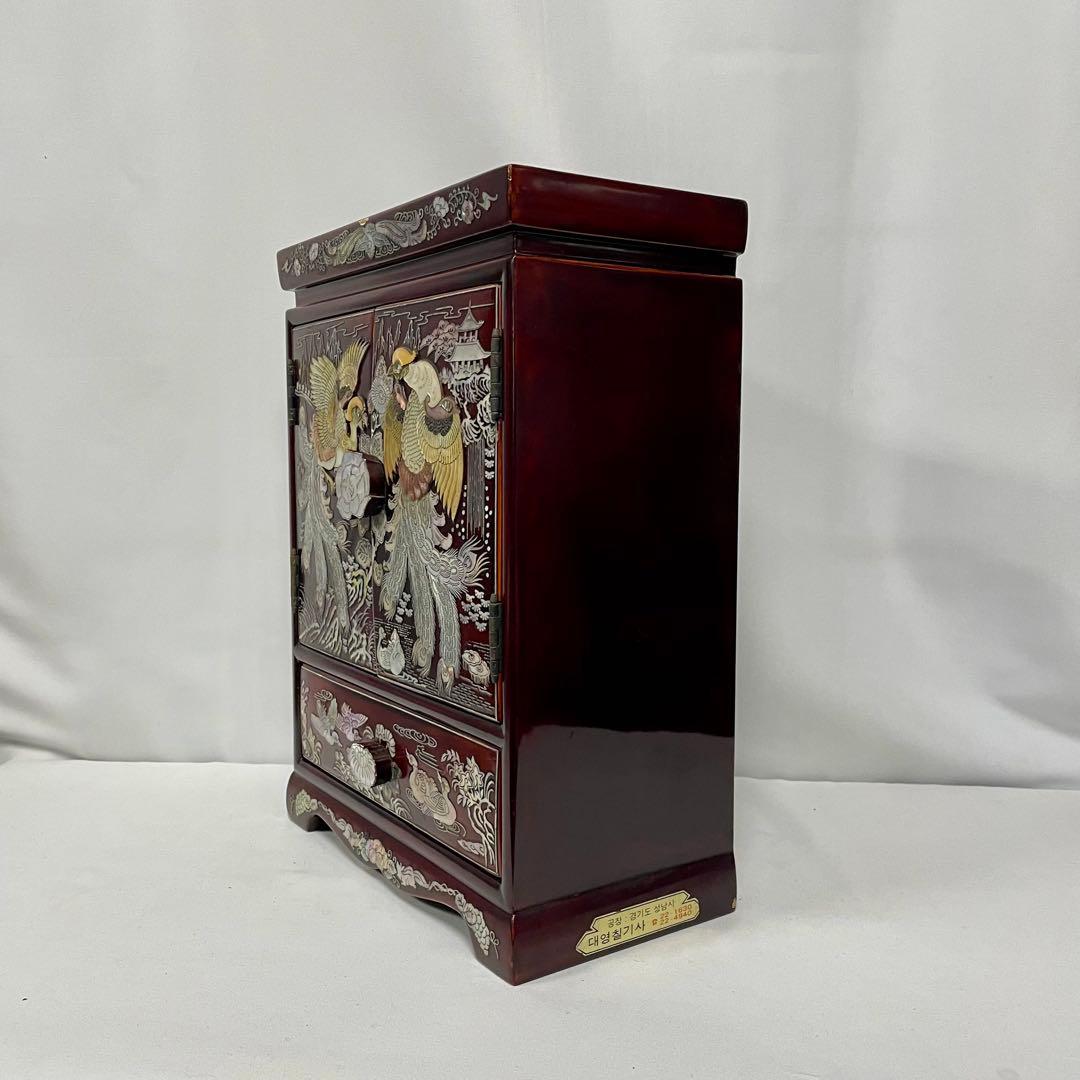 螺鈿細工 希少 小物入れ 花鳥模様 アクセサリーケース 宝石箱 ミニ箪笥