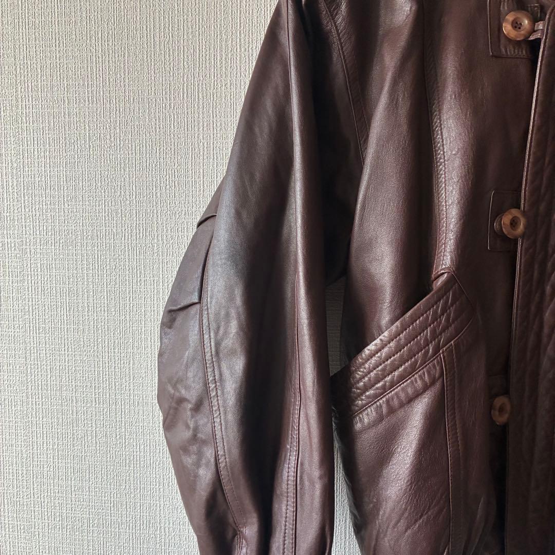 80's ヴィンテージ レザー ボンバージャケット ダークブラウン