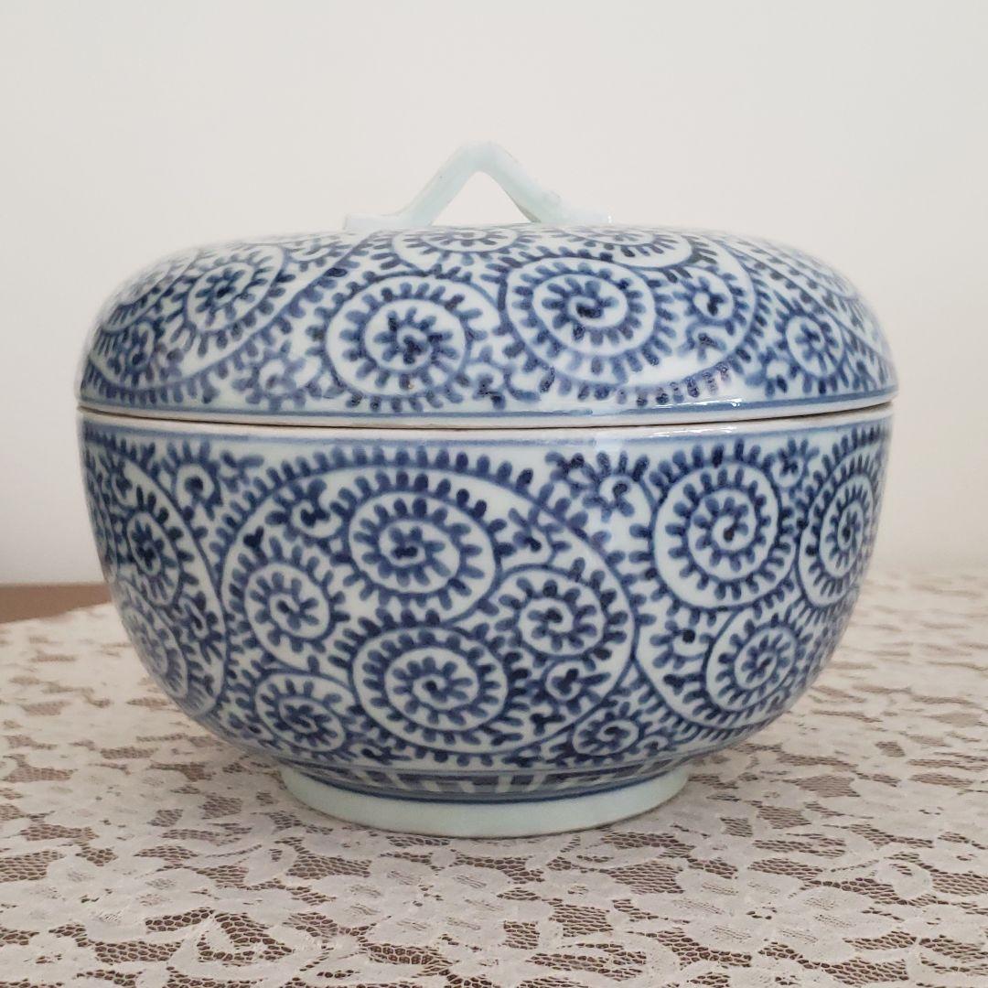 アンティーク　古伊万里　骨董　蛸唐草紋 蓋物 喰籠 菓子鉢 菓子器