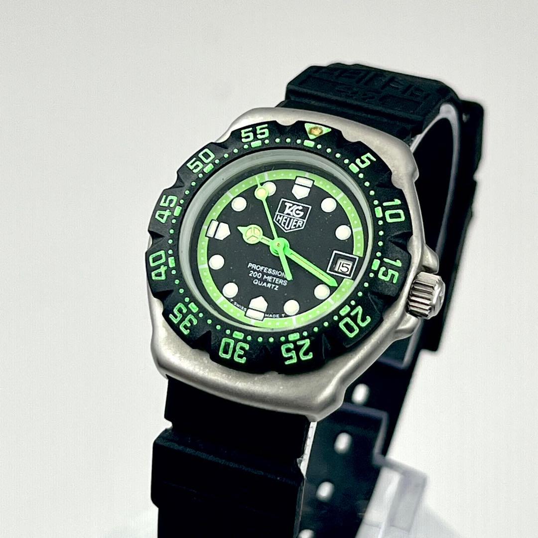 希少✨　タグホイヤー　ブラック文字盤　グリーン　フォーミュラ1 純正ベルト