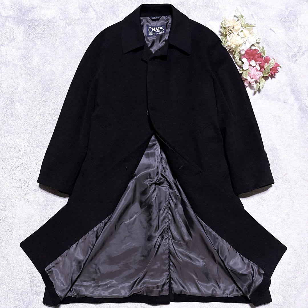 カシミヤ混【未使用】chaps ralph lauren ステンカラーコート 黒