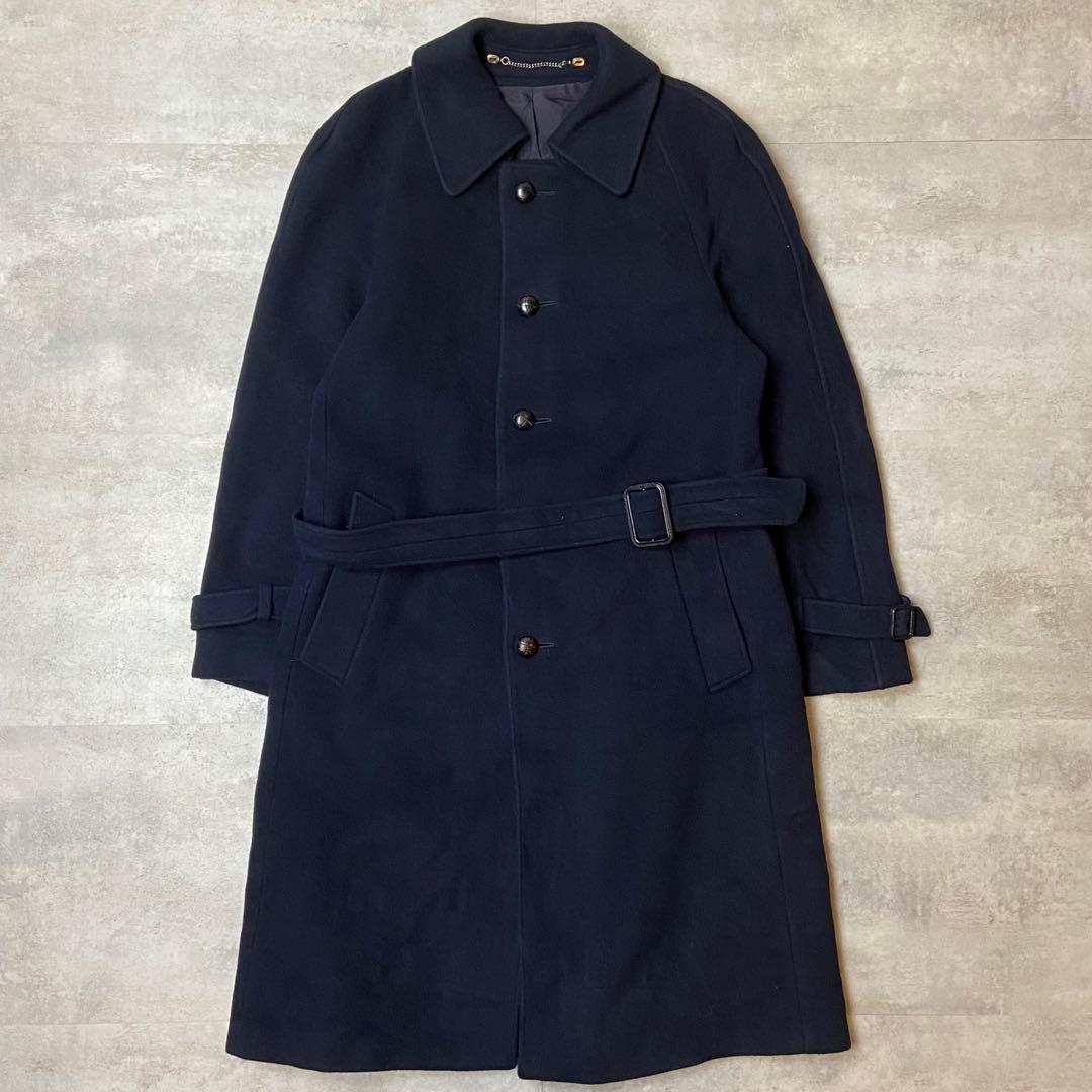 70s イタリア製 カシミヤ混 ロング ステンカラーコート ベルト付き